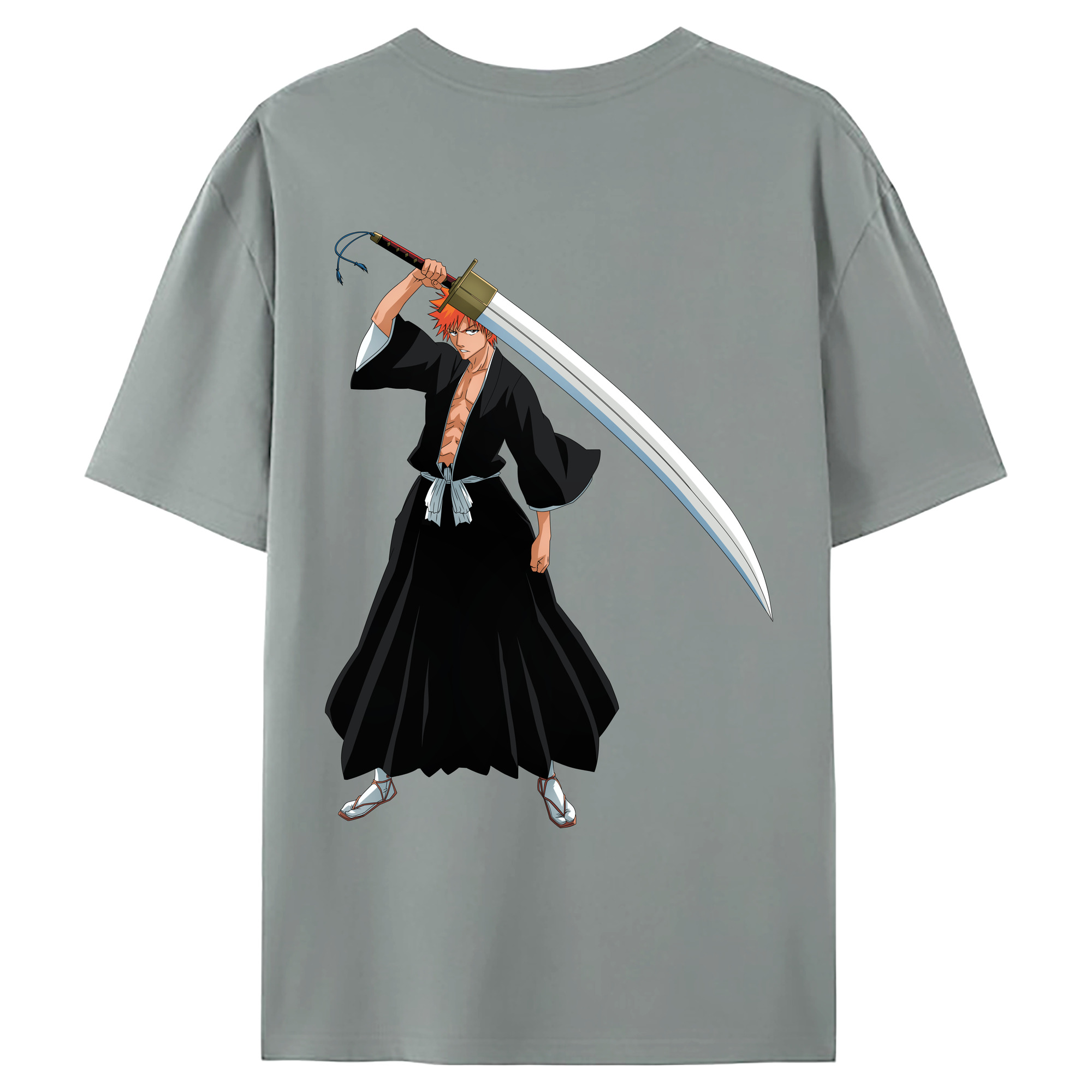 （画像用） ブリーチ 黒崎一護（くろさき いちご）BLEACH Kurosaki Ichigo 綿100％ メンズ半袖Tシャツ（バックプリント） 通気性